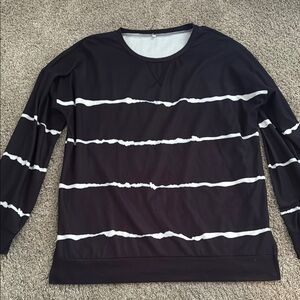 Black and White Striped Long Sleeve Shirt